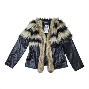 Faux Fur Trim Black Jacket